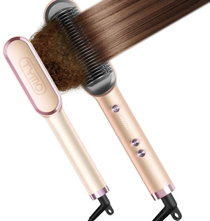 Ring Hair Straightener Brush, 2-in-1 Straightening Brush & Hot Comb | 20s Fast Heat, 5 Temp Settings & Anti-Scald, Perfect for Professional Salon at Home, Peach Fuzz Ring Hair Straightener Brush, 2-in-1 Straightening Brush & Hot Comb | 20s Fast Heat, 5 Temp Settings & Anti-Scald, Perfect for Professional Salon at Home, Peach Fuzz