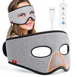 Heated Sinus Mask for Sinus Pressure Relief, Custom-Fit for Nose | Face heating pad with 3 heat levels, warm compress for sinusitis, tension headache, migraine relief, USB powered, gray Heated Sinus Mask for Sinus Pressure Relief, Custom-Fit for Nose | Face heating pad with 3 heat levels, warm compress for sinusitis, tension headache, migraine relief, USB powered, gray