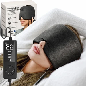 Extra Large Moist Heat Sinus Mask, Face Heating Pad with Auto-Off | Extra-Thick Fabric with Adjustable Strap, 3 Heat & 5 Timer Settings, Overheat Shutoff, Machine-Washable Design Extra Large Moist Heat Sinus Mask, Face Heating Pad with Auto-Off | Extra-Thick Fabric with Adjustable Strap, 3 Heat & 5 Timer Settings, Overheat Shutoff, Machine-Washable Design