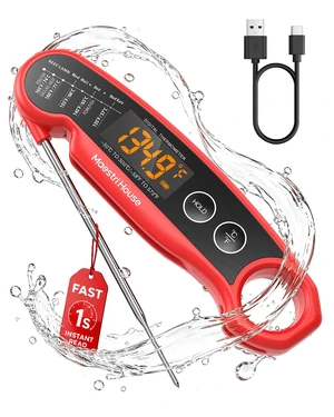 Rechargeable Meat Thermometer, 1-Second Instant Read, IP65 | Food Thermometer Digital with ±0.9°F Accuracy, Large LED Display, Waterproof for Cooking, Grill, Smoker, BBQ Rechargeable Meat Thermometer, 1-Second Instant Read, IP65 | Food Thermometer Digital with ±0.9°F Accuracy, Large LED Display, Waterproof for Cooking, Grill, Smoker, BBQ
