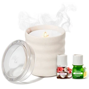 Flameless Candle Diffuser with 2 Clickwick Essential Oil Blends | Cordless & Waterless Diffuser for Home - Scented Electric Candles Blow Out Flame - Bubble Cream Flameless Candle Diffuser with 2 Clickwick Essential Oil Blends | Cordless & Waterless Diffuser for Home - Scented Electric Candles Blow Out Flame - Bubble Cream