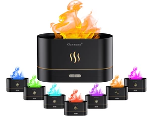 Flame Essential Oil Diffuser, Upgrade 7 Colour Lights Aromatherapy Diffuser, Super Quiet Air Humidifier, Electric Aroma Diffuser, Waterless Auto-Off for Home Office Room - Black Flame Essential Oil Diffuser, Upgrade 7 Colour Lights Aromatherapy Diffuser, Super Quiet Air Humidifier, Electric Aroma Diffuser, Waterless Auto-Off for Home Office Room - Black