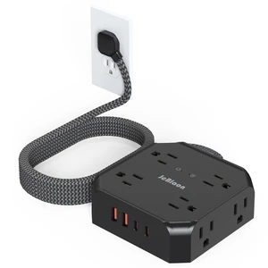 Power Strip Surge Protector, Multi Plug wall Outlet with 8 AC Outlet 4 USB(2 USB C), 4-Sided 1050J Outlet Extender with 5FT Flat Extension Cord for Home Office Dorm Room Essentials(Black) Power Strip Surge Protector, Multi Plug wall Outlet with 8 AC Outlet 4 USB(2 USB C), 4-Sided 1050J Outlet Extender with 5FT Flat Extension Cord for Home Office Dorm Room Essentials(Black)