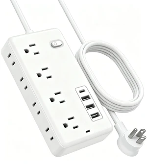 Surge Protector Power Strip, White 5 FT Extension Cord, 8 AC Outlets & 4 USB Ports (1 USB-C+3 USB-A), 1700J Surge Protection, Wall Mount Flat Plug Charging Station for Home & Office Surge Protector Power Strip, White 5 FT Extension Cord, 8 AC Outlets & 4 USB Ports (1 USB-C+3 USB-A), 1700J Surge Protection, Wall Mount Flat Plug Charging Station for Home & Office