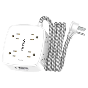 Surge Protector Power Strip - 8 Outlets with 4 USB (2 USB C) Charging Ports, 6Ft Braided Extension Cord, Flat Plug Multi Plug Outlet Extender Charging Station for Home Office, ETL, White Surge Protector Power Strip - 8 Outlets with 4 USB (2 USB C) Charging Ports, 6Ft Braided Extension Cord, Flat Plug Multi Plug Outlet Extender Charging Station for Home Office, ETL, White