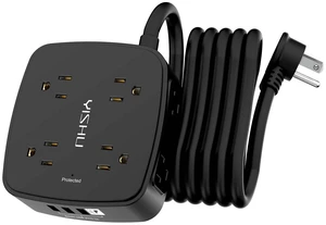 10 Ft Surge Protector Power Strip - 8 Widely Outlets with 4 USB Ports, 3 Side Outlet Extender with 10 Feet Extension Cord, Flat Plug, Wall Mount, Desk USB Charging Station, ETL, Black 10 Ft Surge Protector Power Strip - 8 Widely Outlets with 4 USB Ports, 3 Side Outlet Extender with 10 Feet Extension Cord, Flat Plug, Wall Mount, Desk USB Charging Station, ETL, Black
