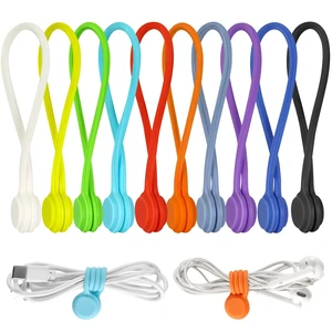 10 Pcs Reusable Magnetic Cable Ties, 4.3 Inch Magnetic Cord Organizer, Silicone Cord Ties with Strong Magnet for Office, School, Home, Book Markers, Fridge Magnets 10 Pcs Reusable Magnetic Cable Ties, 4.3 Inch Magnetic Cord Organizer, Silicone Cord Ties with Strong Magnet for Office, School, Home, Book Markers, Fridge Magnets