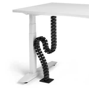 Under Desk Cable Organizer, 49in - Black, with Magnet | Sturdy, flexible cable spine with a steel base and non-slip pads keeps cords tidy on height-adjustable or fixed desks. Under Desk Cable Organizer, 49in - Black, with Magnet | Sturdy, flexible cable spine with a steel base and non-slip pads keeps cords tidy on height-adjustable or fixed desks.