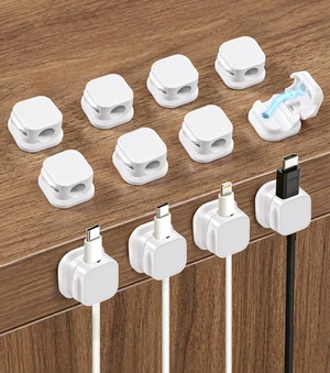 Magnetic Cable Clips 12 Pack, Self-Adhesive Cord Holders for Desk and Nightstand Under Desk Cable Management Organizer with No Residue Removal for Home Office, Car, Wall Magnetic Cable Clips 12 Pack, Self-Adhesive Cord Holders for Desk and Nightstand Under Desk Cable Management Organizer with No Residue Removal for Home Office, Car, Wall