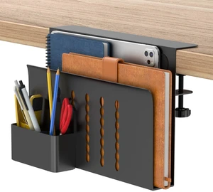 Desk Side Storage, Single-Layer Steel Hanging Desk Organizer with Magnetic Pen Holder, No Drilling Desk Drawer Cable Management Tray, Under Table Laptop Holder for Office, School&Home(Black) Desk Side Storage, Single-Layer Steel Hanging Desk Organizer with Magnetic Pen Holder, No Drilling Desk Drawer Cable Management Tray, Under Table Laptop Holder for Office, School&Home(Black)