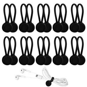10 Pack Magnetic Cable Ties, Black | 4.3 Inches, Reusable Silicone, Magnetic Cord Organizers, Cable Clips, For Bundling and Organizing 10 Pack Magnetic Cable Ties, Black | 4.3 Inches, Reusable Silicone, Magnetic Cord Organizers, Cable Clips, For Bundling and Organizing