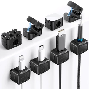 6-Piece Magnetic Cable Clips Set with 6 Silicone Suction Cups for Cable Management | Magnetic Cord Holder and Organizer Keeper for Home Office, Desk, Phone, Car, Wall, and Nightstand 6-Piece Magnetic Cable Clips Set with 6 Silicone Suction Cups for Cable Management | Magnetic Cord Holder and Organizer Keeper for Home Office, Desk, Phone, Car, Wall, and Nightstand