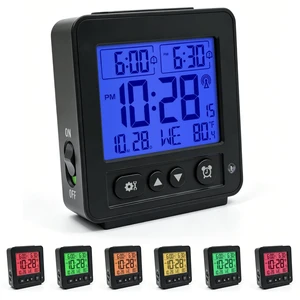Atomic Clock with Backlight, Small Digital Clock Battery Operated with LCD Display, 2 Alarm Settings, Temperature, Digital Travel Alarm Clock for Desk, Atomic Alarm Clock for Bedrooms, Bedside Atomic Clock with Backlight, Small Digital Clock Battery Operated with LCD Display, 2 Alarm Settings, Temperature, Digital Travel Alarm Clock for Desk, Atomic Alarm Clock for Bedrooms, Bedside