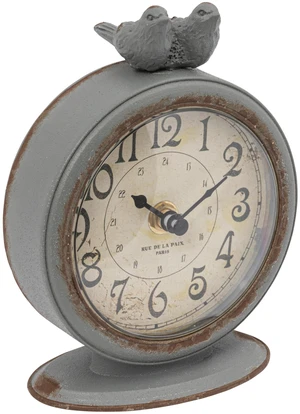 Decorative Pewter Mantel Clock with Bird Accent, Grey Finish Decorative Pewter Mantel Clock with Bird Accent, Grey Finish