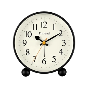 4.5" Vintage Retro Analog Alarm Clock, Super Silent Non Ticking Small Clock with Manual Light, Snooze, Battery Operated, for Living Room, Bedroom, Bedside, Desk(Black) 4.5" Vintage Retro Analog Alarm Clock, Super Silent Non Ticking Small Clock with Manual Light, Snooze, Battery Operated, for Living Room, Bedroom, Bedside, Desk(Black)