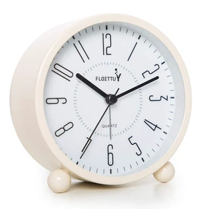 Super Silent Metal Alarm Clock,Beep Wake Round Alarm Clock with Night Light,Battery Operated,Easy Set,Simple & Retro for Desk, Bedroom and Home Decoration(Creamy White) Super Silent Metal Alarm Clock,Beep Wake Round Alarm Clock with Night Light,Battery Operated,Easy Set,Simple & Retro for Desk, Bedroom and Home Decoration(Creamy White)