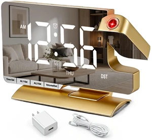 Projection Clock,Alarm Clocks for Bedrooms,Digital Bedside Clock | with 180°Rotating Projector,6 Brightness Adjust,Dual Alarm with 3 Mode,Date,DST,Charging Port,5 Levels Volume for Home Projection Clock,Alarm Clocks for Bedrooms,Digital Bedside Clock | with 180°Rotating Projector,6 Brightness Adjust,Dual Alarm with 3 Mode,Date,DST,Charging Port,5 Levels Volume for Home
