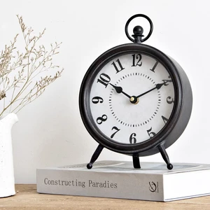 Vintage Black Table Clock on Stand, Decorative Desk and Shelf Clock, Rustic Mantel Clock Farmhouse Clock Non-Ticking Vintage Black Table Clock on Stand, Decorative Desk and Shelf Clock, Rustic Mantel Clock Farmhouse Clock Non-Ticking