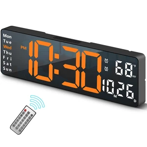 Digital Wall Clock for Living Room Decor, Desk Alarm Clock for Bedroom, Large Wall Clock with Remote Control, Automatic Brightness Dimmer LED Clock with Date Temperature Week (Orange-B) Digital Wall Clock for Living Room Decor, Desk Alarm Clock for Bedroom, Large Wall Clock with Remote Control, Automatic Brightness Dimmer LED Clock with Date Temperature Week (Orange-B)