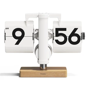 Classic Modern Wood Mini Flip Desk Clock (White), Retro Vintage Analog Design Auto Flip Clock Table Clock Large Number Battery Powered, Ideal for Home Office School Hotel Classic Modern Wood Mini Flip Desk Clock (White), Retro Vintage Analog Design Auto Flip Clock Table Clock Large Number Battery Powered, Ideal for Home Office School Hotel