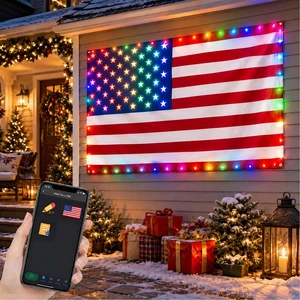 Smart Lighted American Flag 3x5 FT, App Control RGB LED Wall Decor, 82 RGB LEDs, Music Sync, Timer, DIY Colors for Christmas, Veterans Day, Labor Day and Year-Round Patriotic Decor (USB, 1 Side) Smart Lighted American Flag 3x5 FT, App Control RGB LED Wall Decor, 82 RGB LEDs, Music Sync, Timer, DIY Colors for Christmas, Veterans Day, Labor Day and Year-Round Patriotic Decor (USB, 1 Side)