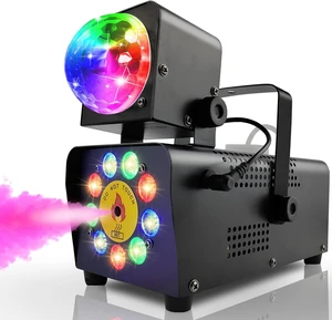 Fog Machine with Disco Ball Light, 9 LED Smoke Machine, Wireless Remote | 16 Lights colors & disco ball, 600ml tank, wireless remote+voice sync, instant party vibe, indoor/outdoor, for events Fog Machine with Disco Ball Light, 9 LED Smoke Machine, Wireless Remote | 16 Lights colors & disco ball, 600ml tank, wireless remote+voice sync, instant party vibe, indoor/outdoor, for events