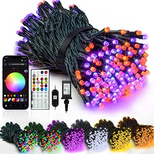 Smart Color Changing Halloween Lights String 112FT 300 LED APP and Remote | Orange Purple Green, Custom Timer Settings, Music Sync, Multiple colors and modes, Group Control, Waterproof Outdoor Indoor Smart Color Changing Halloween Lights String 112FT 300 LED APP and Remote | Orange Purple Green, Custom Timer Settings, Music Sync, Multiple colors and modes, Group Control, Waterproof Outdoor Indoor
