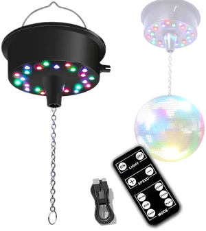 Mirrors Ball Motor with Remote, 5-10 RPM Adjustable Spinner with 23 RGBW LED Rotator with Multi Light Mode and Sound Control for 6 to 12 Inch Mirror Ball(Not Included) Mirrors Ball Motor with Remote, 5-10 RPM Adjustable Spinner with 23 RGBW LED Rotator with Multi Light Mode and Sound Control for 6 to 12 Inch Mirror Ball(Not Included)