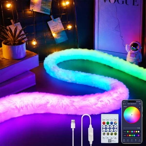 9.84FT Plush USB Neon Rope Lights, 360° Luminous RGB+IC USB LED Light Strip with Remote and APP Control, Music Sync LED Lights for Bedroom Gaming Party Decor 9.84FT Plush USB Neon Rope Lights, 360° Luminous RGB+IC USB LED Light Strip with Remote and APP Control, Music Sync LED Lights for Bedroom Gaming Party Decor