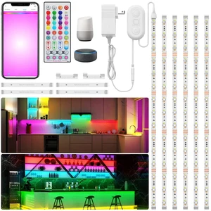 6 PCS WIFI RGBCW Under Cabinet Lights Kit,Work with Alexa,Google Assistant,App and IR Remote,Music Sync Color Changing LED Light Strip with ETL Listed Power Supply for Kitchen Cabinet Counter TV,9.8ft 6 PCS WIFI RGBCW Under Cabinet Lights Kit,Work with Alexa,Google Assistant,App and IR Remote,Music Sync Color Changing LED Light Strip with ETL Listed Power Supply for Kitchen Cabinet Counter TV,9.8ft