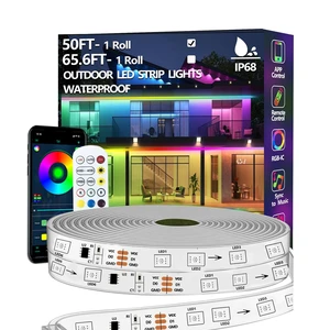 50FT Outdoor LED Strip Light Waterproof,IP68 Outside RGB+IC Light Strip with App/Remote Control,Chase Mode,Music Sync Light for Balcony,Deck,Rooftop,Garden,Pool 50FT Outdoor LED Strip Light Waterproof,IP68 Outside RGB+IC Light Strip with App/Remote Control,Chase Mode,Music Sync Light for Balcony,Deck,Rooftop,Garden,Pool