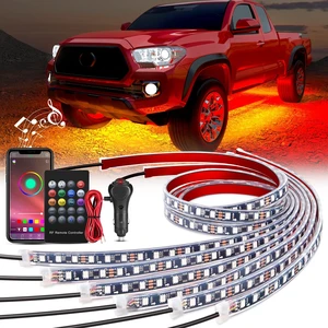 6PCS RGB LED Underglow Lights Strip with APP & Remote Control | 300 LEDs RGB Multi Color Neon Accent DIY Sound Active Function Music Mode Underbody Light Strips for Van SUV Truck 6PCS RGB LED Underglow Lights Strip with APP & Remote Control | 300 LEDs RGB Multi Color Neon Accent DIY Sound Active Function Music Mode Underbody Light Strips for Van SUV Truck