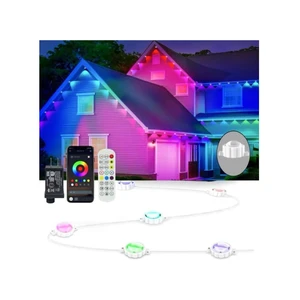 RGB Permanent Outdoor Lights for House (24V, 54Ft (36 LED)) | Smart Outdoor Christmas Lights, IP67 Waterproof, with 213 Modes for Holiday,Party, Daily, APP/Remote Control RGB Permanent Outdoor Lights for House (24V, 54Ft (36 LED)) | Smart Outdoor Christmas Lights, IP67 Waterproof, with 213 Modes for Holiday,Party, Daily, APP/Remote Control