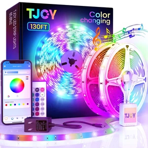 130ft Bluetooth LED Strip Lights, RGB Color Changing, Music Sync, App Control, Indoor Usage, 5050 SMD, 2 Rolls, for Bedroom Kitchen TV Party (APP+Remote +Mic) 130ft Bluetooth LED Strip Lights, RGB Color Changing, Music Sync, App Control, Indoor Usage, 5050 SMD, 2 Rolls, for Bedroom Kitchen TV Party (APP+Remote +Mic)