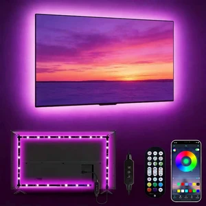 LED Lights RGB Backlight, 16.4ft Strip for 65-85 inch TV Behind, Music Sync USB Bluetooth APP Remote Control Color Changing Light for Gaming Room LED Lights RGB Backlight, 16.4ft Strip for 65-85 inch TV Behind, Music Sync USB Bluetooth APP Remote Control Color Changing Light for Gaming Room