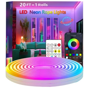 20Ft Neon Rope Lights,Flexible Led Rope Lights Control with App/Remote,Multiple Modes Rope Lights,IP65 Outdoor Waterproof,Music Sync Light Strip for Bedroom 20Ft Neon Rope Lights,Flexible Led Rope Lights Control with App/Remote,Multiple Modes Rope Lights,IP65 Outdoor Waterproof,Music Sync Light Strip for Bedroom