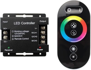 RGB LED Dimmer Switch, DC 12V-24V RGB Dimmer Switch with Touch Slide | RF RGB Dimmable Remote Controller PWM 18A Switch Dimmer Remote Control for RGB LED Strip Light RGB LED Dimmer Switch, DC 12V-24V RGB Dimmer Switch with Touch Slide | RF RGB Dimmable Remote Controller PWM 18A Switch Dimmer Remote Control for RGB LED Strip Light