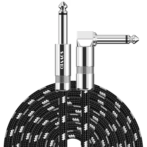 Guitar Cable 20FT Instrument Cord for Electric Bass Keyboard - 1/4 Inch Right Angle AMP Cable - Black White Guitar Cable 20FT Instrument Cord for Electric Bass Keyboard - 1/4 Inch Right Angle AMP Cable - Black White