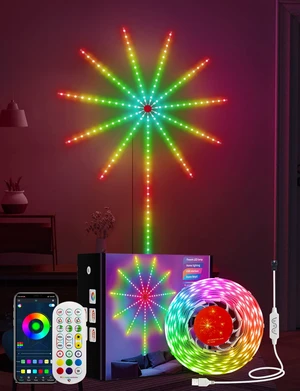 Smart Firework LED Lights, RGB Dream Color LED Lights for Bedroom, LED Strip Lights with Remote App Control, Color Changing Music Sound Sync Light for Bedroom, Christmas Decorations Smart Firework LED Lights, RGB Dream Color LED Lights for Bedroom, LED Strip Lights with Remote App Control, Color Changing Music Sound Sync Light for Bedroom, Christmas Decorations