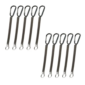 Coiled Lanyard Spring Coil Cord Keychain for Fishing Rod Tool Retractable Tether with Carabiner Clip (10pcs) Coiled Lanyard Spring Coil Cord Keychain for Fishing Rod Tool Retractable Tether with Carabiner Clip (10pcs)