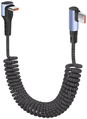 90 Degree Coiled USB C to USB C Braided Charging Cable | Side to Right Angle, 0.3M-1.5M, 100W, Retractable Spiral, Fast Charging 90 Degree Coiled USB C to USB C Braided Charging Cable | Side to Right Angle, 0.3M-1.5M, 100W, Retractable Spiral, Fast Charging