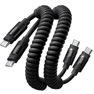 Coiled USB C to USB C Cable 2 Pack 60W Android Auto Cable | for Car CarPlay Cord Durable Silicone Chubby USB C to USB C Cord for iPhone 17/16 Pro Max, Samsung Galaxy S25, Black 3.5FT Coiled USB C to USB C Cable 2 Pack 60W Android Auto Cable | for Car CarPlay Cord Durable Silicone Chubby USB C to USB C Cord for iPhone 17/16 Pro Max, Samsung Galaxy S25, Black 3.5FT