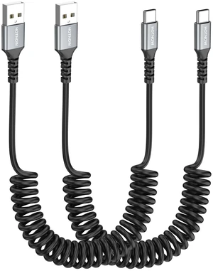 Coiled USB C Cable for Car 2 Pack(1FT to 2FT), USB A to USB C Cable | Stretchable USB C Car Cable, Tangle-Free USB to USB C Cable,Fast Charging,Data Sync for iPhone 17, Galaxy S25, USB-C Devices Coiled USB C Cable for Car 2 Pack(1FT to 2FT), USB A to USB C Cable | Stretchable USB C Car Cable, Tangle-Free USB to USB C Cable,Fast Charging,Data Sync for iPhone 17, Galaxy S25, USB-C Devices