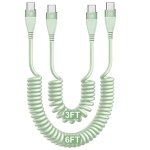 USB C to C Cable 3FT+6FT 2Pack Coiled USB C Fast Charging Cable for CarPlay | USB C Cord USB Type-C Cable for iPhone 17/16/15/Pro Max/Plus/Galaxy S26 S25 and More USB C to C Cable 3FT+6FT 2Pack Coiled USB C Fast Charging Cable for CarPlay | USB C Cord USB Type-C Cable for iPhone 17/16/15/Pro Max/Plus/Galaxy S26 S25 and More