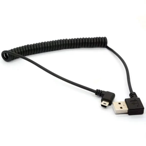 Coiled Mini USB Cable, 90 Degree Spring USB 2.0 to Mini USB Cable Cord | Right Angle Charging and Sygn Mini USB Adapter Lead 1.5meter Coiled Mini USB Cable, 90 Degree Spring USB 2.0 to Mini USB Cable Cord | Right Angle Charging and Sygn Mini USB Adapter Lead 1.5meter