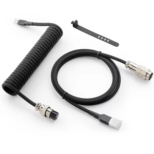 Pro Custom Coiled USB C Cable for Gaming Keyboard, Double-Sleeved Mechanical Keyboard Cable with Detachable Metal Aviator, 1.5M USB-C to USB-A, Classic Black Color Pro Custom Coiled USB C Cable for Gaming Keyboard, Double-Sleeved Mechanical Keyboard Cable with Detachable Metal Aviator, 1.5M USB-C to USB-A, Classic Black Color