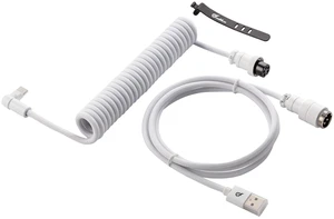 Pro Custom Braided Coiled Aviator USB-C to USB-A Cable, White | 4.9 ft Keyboard Cable with 5-Pin Detachable Metal Connector Pro Custom Braided Coiled Aviator USB-C to USB-A Cable, White | 4.9 ft Keyboard Cable with 5-Pin Detachable Metal Connector