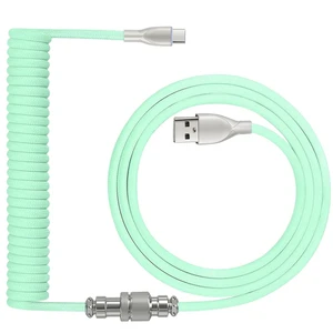 Coiled Keyboard Cable: 1.5M USB-C to USB-A Braided Cord with Detachable Aviator Connector, Durable & Tangle-Free for Custom & Mechanical Gaming Keyboards (Green) Coiled Keyboard Cable: 1.5M USB-C to USB-A Braided Cord with Detachable Aviator Connector, Durable & Tangle-Free for Custom & Mechanical Gaming Keyboards (Green)