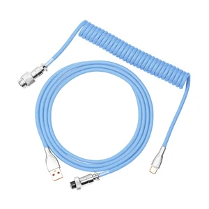 Mix 1.8m Coiled Type-C to USB A TPU Mechanical Keyboard Space Cable with Detachable Aviator Connector for Gaming Keyboard and Cellphone(Peacock Blue) Mix 1.8m Coiled Type-C to USB A TPU Mechanical Keyboard Space Cable with Detachable Aviator Connector for Gaming Keyboard and Cellphone(Peacock Blue)