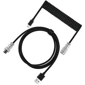 Type C Mechanical Keyboard Coiled Cable USB Mechanical Keyboard Aviator Desktop Computer Aviation Connector Cord USB C to USB A 1.5M Type C Mechanical Keyboard Coiled Cable USB Mechanical Keyboard Aviator Desktop Computer Aviation Connector Cord USB C to USB A 1.5M